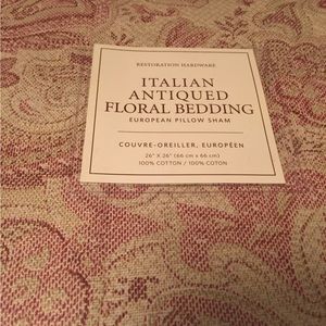 Restoration Hardware Antique Floral Euro Pillow Sham.